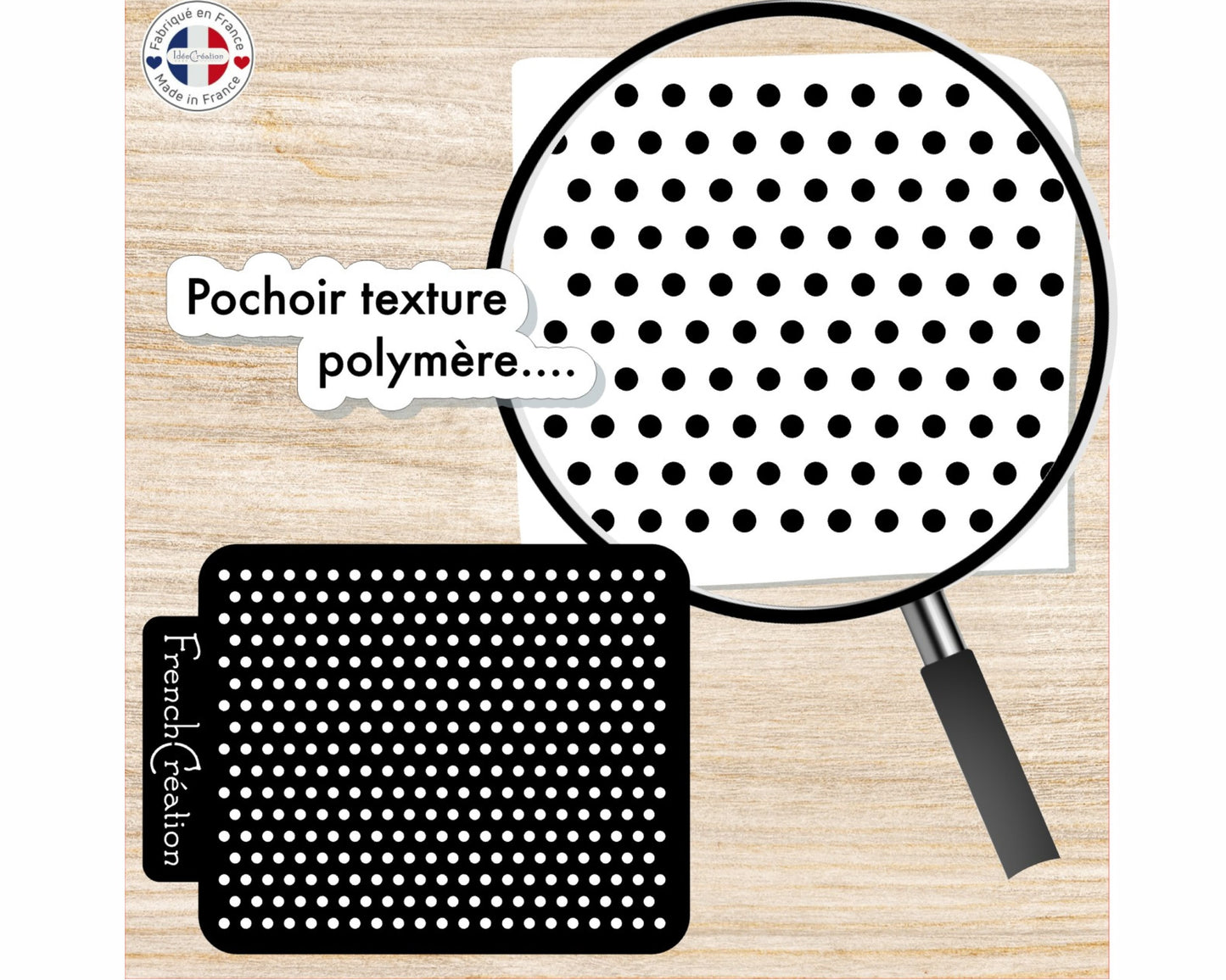 Pochoir de texture pour pâte polymère motif Pois, feuille de texture pour argile polymère en PVC souple et résistant