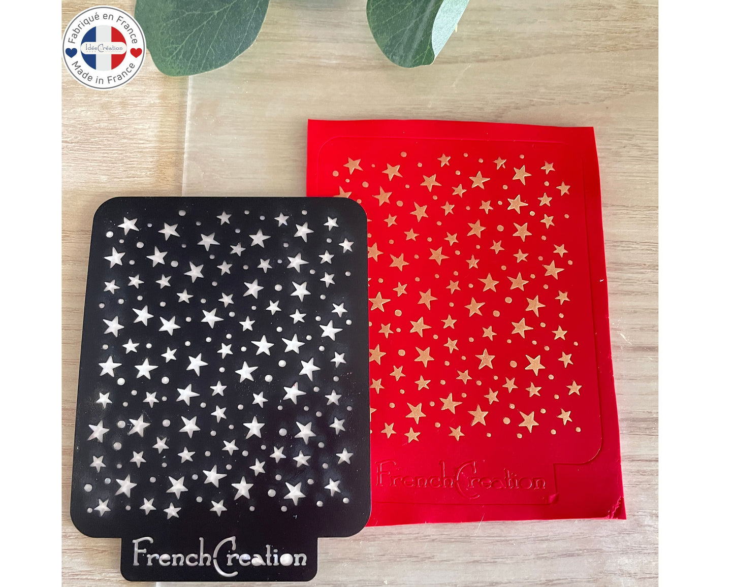 Pochoir de texture pour pâte polymère motif Etoiles, feuille de texture pour argile polymère en PVC souple et résistant