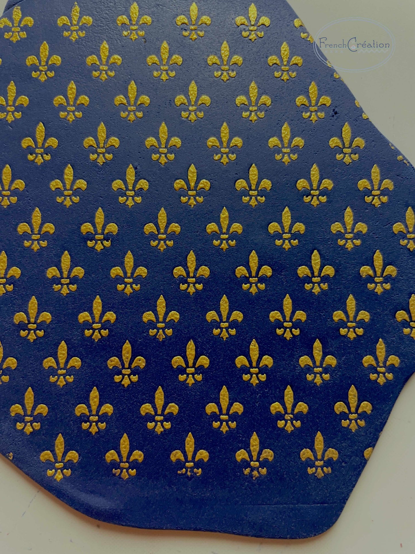 Pochoir de texture pour pâte polymère motif Fleurs de Lys, feuille de texture pour argile polymère en PVC souple et résistant