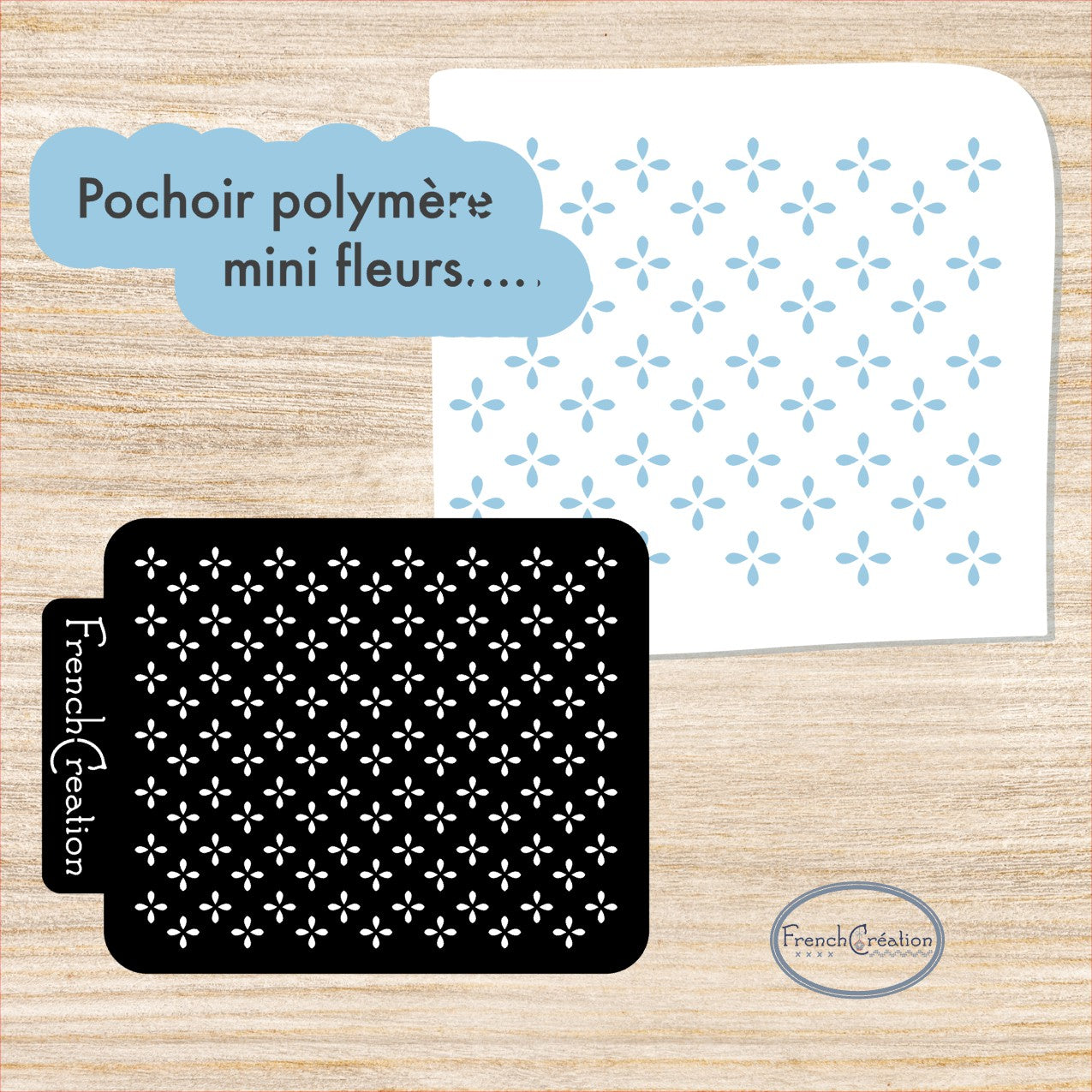 Pochoir de texture pour pâte polymère motif mini fleurs, feuille de texture pour argile polymère en PVC souple et résistant