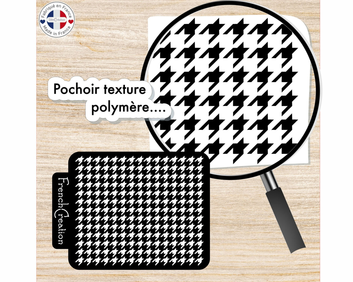 Pochoir de texture pour pâte polymère motif Pied de poule, feuille de texture pour argile polymère en PVC souple et résistant