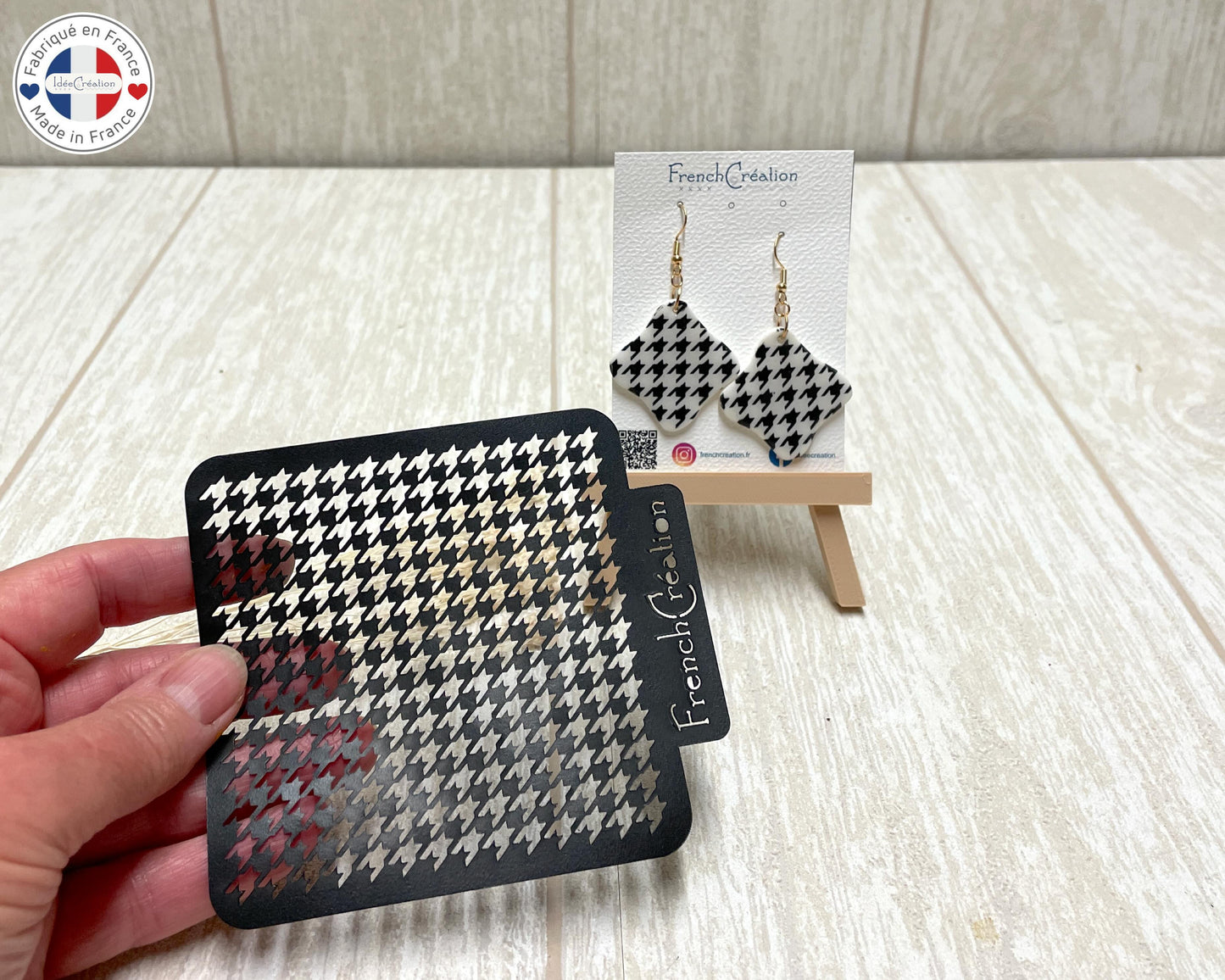 Pochoir de texture pour pâte polymère motif Pied de poule, feuille de texture pour argile polymère en PVC souple et résistant