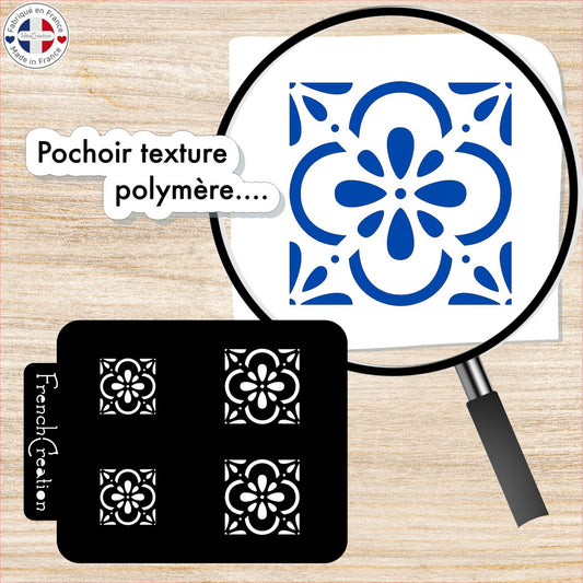 Pochoir de texture pour pâte polymère motif "Carreau Mosaïque", feuille de texture pour argile polymère en PVC souple et résistant