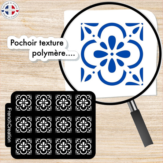 Feuille de texture pochoir pour argile polymère motif Carreau Ciment Azulejos