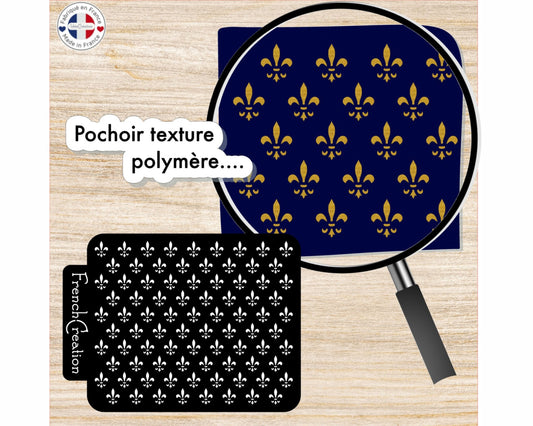 Pochoir de texture pour pâte polymère motif Fleurs de Lys, feuille de texture pour argile polymère en PVC souple et résistant