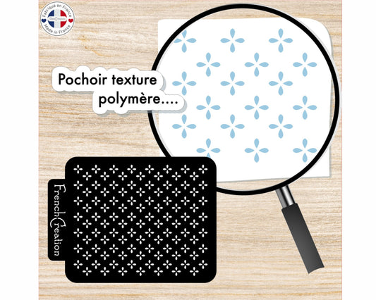 Pochoir de texture pour pâte polymère motif mini fleurs, feuille de texture pour argile polymère en PVC souple et résistant